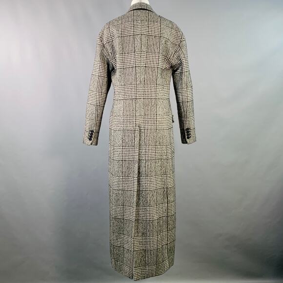 MICHAEL by MICHAEL KORS Size S Black White Wool Blend Plaid Double Breasted Coat - Picture 4 of 12